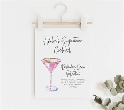 Birthday Signature Drink Sign Birthday Cocktail Printable - Etsy Canada