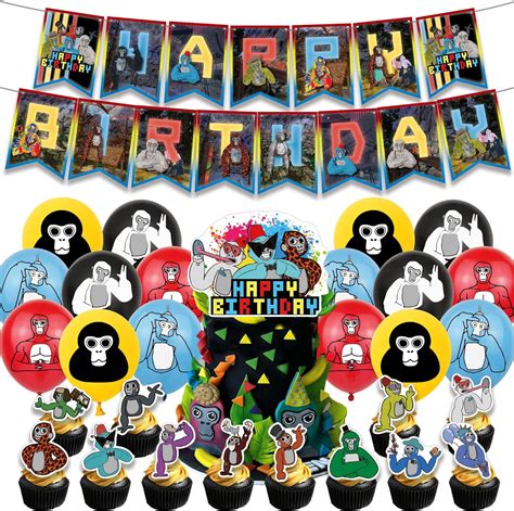 Amazon.com: Cute Gorilla Party Supplies Gorilla Birthday Decorations Party Decor Party Gifts ...