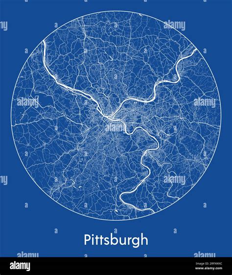 City Map Pittsburgh United States North America blue print round Circle ...