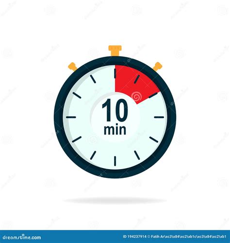 10 Minutes Timer. Stopwatch Symbol in Flat Style. Isolated Vector ...