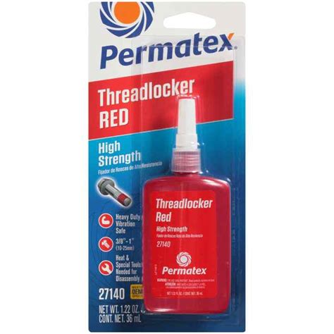 Permatex 27140 Permatex Red Threadlocker- High Strength- 36ml Bottle ...