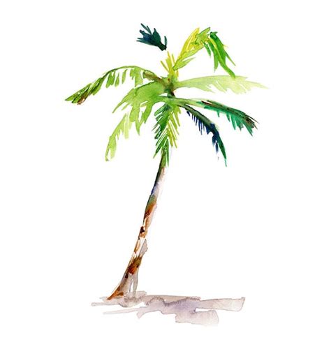 Palm tree Watercolor Painting Fine ARt Print Wall by Zendrawing