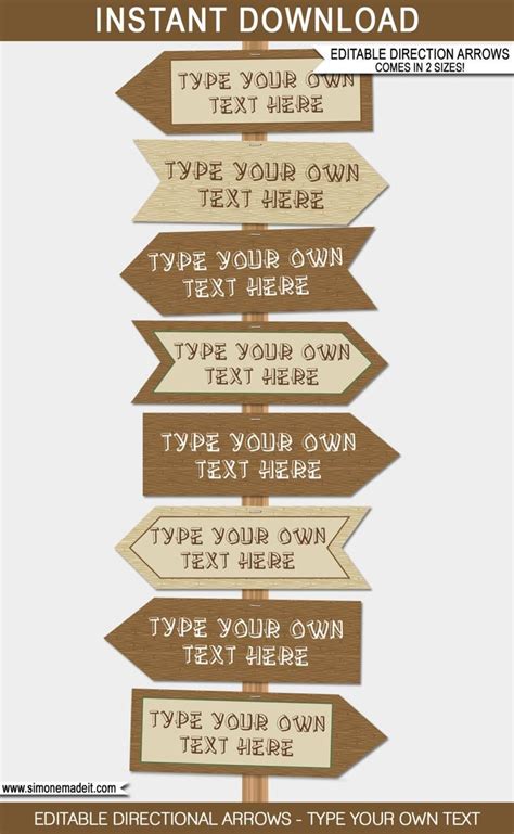 Printable Camping Signs Direction Arrows Instant Download | Etsy - Free ...