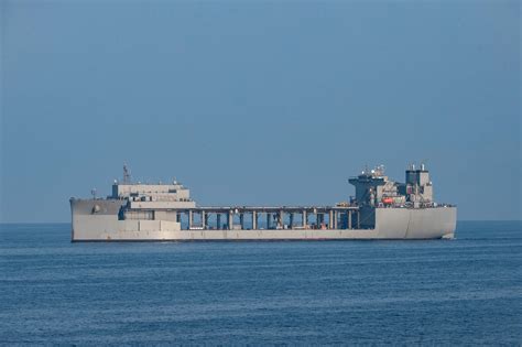 The expeditionary mobile base platform ship USS Lewis B. Puller (ESB 3) transits the Strait of ...