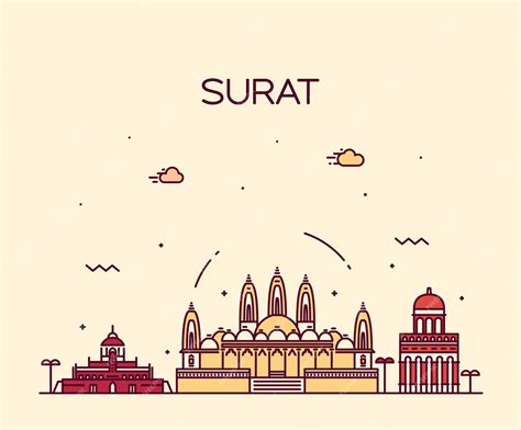 Premium Vector | Surat skyline, detailed silhouette. trendy vector ...