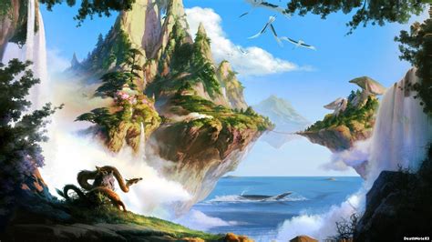 Fantasy - Landscape Wallpaper | Fantasy landscape, Scenery, Waterfall
