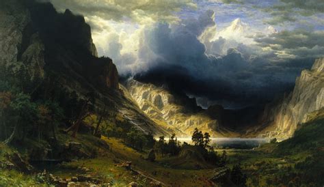 Albert Bierstadt, Nature, Landscape, Mountains, Fantasy Art, Painting, A Storm In The Rocky ...