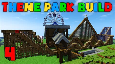 Minecraft Theme Park Build - Part 4 - Wooden Roller Coaster! - YouTube