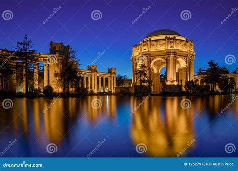 Palace of Fine Arts at Night Stock Photo - Image of greek, building ...