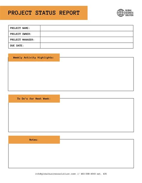 Minimalist Project Status Report Template - Venngage