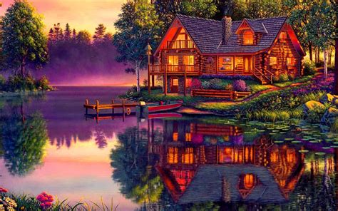 Beautiful Log Cabin Desktop Wallpaper | Architecture background, Nature ...