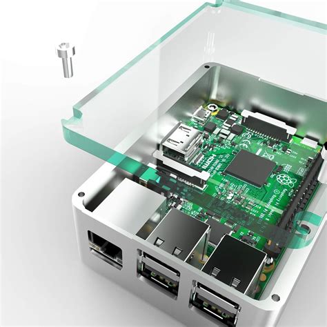 AI-PI4-SG Anidees Aluminum Pi case with top lid for Raspberry Pi 4 Model B Silver Components ...