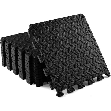 Yes4All Interlocking Exercise Foam Mats 12SQFT - Black color with Border – Interlocking Floor ...