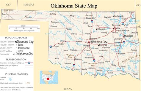 ♥ Oklahoma State Map - A large detailed map of Oklahoma State USA