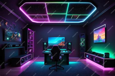 Premium Photo | RGB Gaming Ambiance Flat Vector Illustration with ...