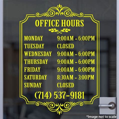 Business Hours Sign Template Inspirational Custom Yellow Business Hour Sign | Business hours ...