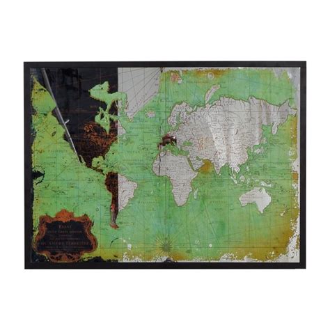 46% OFF - World Market World Market Framed Green and Mirrored World Map ...