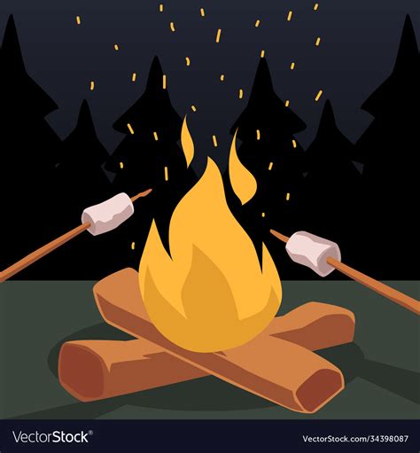 Campfire Roasting Marshmallows Clip Art