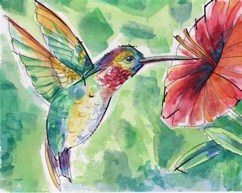 NEW BEGINNING 8x10 watercolor painting hummingbird by art-hack on ...