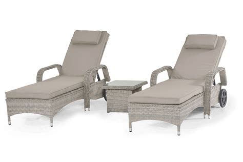 Cotswold Sunlounger Set With Square Coffee Table - Maze