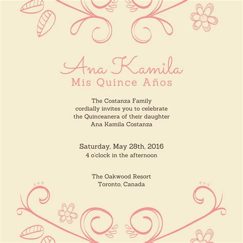 Bronze Floral Frame Quinceanera Invitation Quinceanera Invitations ...