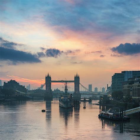 Golden Autumn sunrise over Tower Bridge in London. Photograph by Matthew Gibson | Fine Art America