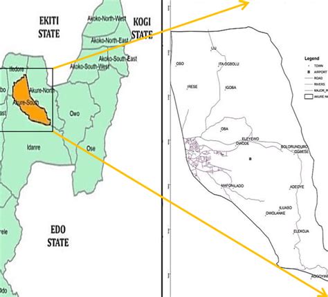 Map of Nigeria showing Ondo State and Map of Ondo state showing... | Download Scientific Diagram