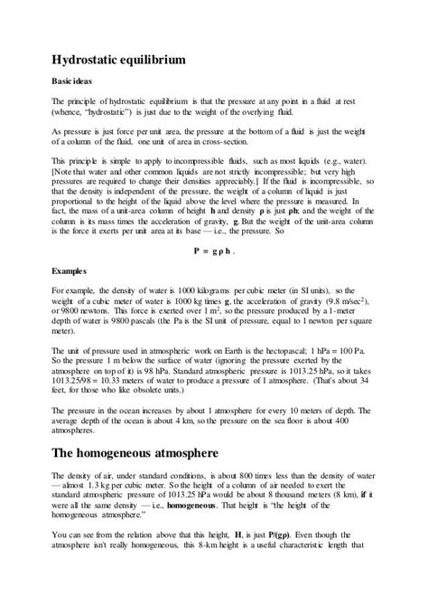 Hydrostatic equilibrium