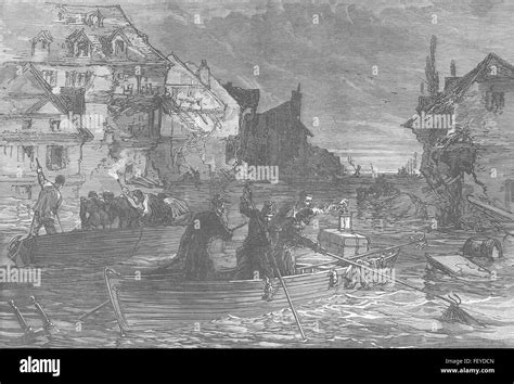 FRANCE The Floods in France 1875. Illustrated London News Stock Photo ...