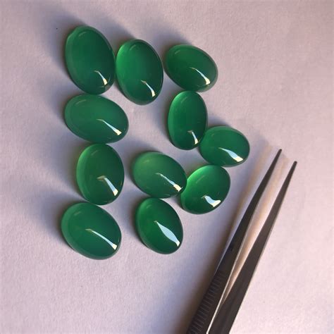 10x12mm Natural Green Onyx Smooth Oval Cabochon | FREE SHIPPING