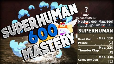 SUPERHUMAN 600 MASTERY SHOWCASE | Blox Fruits (Update 9) - YouTube