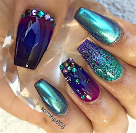 Teal glitter | Nails, Chrome nails, Fashion nails