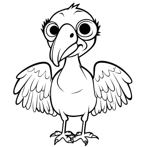 Cartoon Vulture Coloring Pages Outline Sketch Drawing Vector, Vulture Drawing, Vulture Outline ...