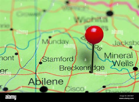 Breckenridge pinned on a map of Texas, USA Stock Photo - Alamy