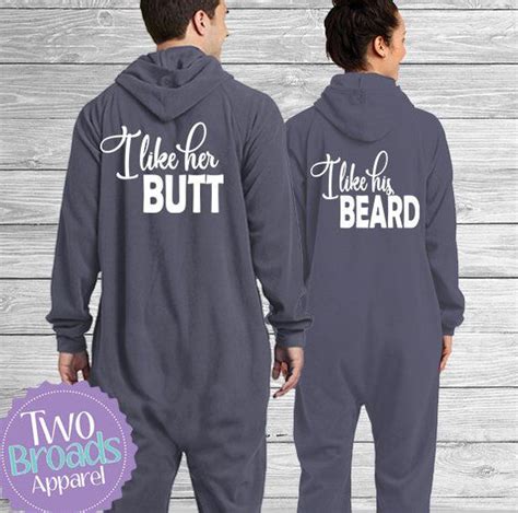 Adult footie pajamas, SET OF 2 Onesie Pajamas,Beard Onesie, Husband and Wife Pajamas, Couples ...