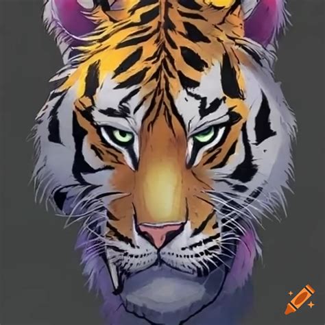 Sad tiger drawing on Craiyon