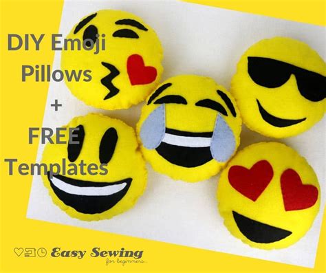 DIY Mini Emoji Pillow Tutorial | Easy Sewing For Beginners (with template) Sewing Art, Sewing ...