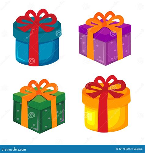 Christmas Gift Box Cartoon Element Set Stock Vector - Illustration of ...