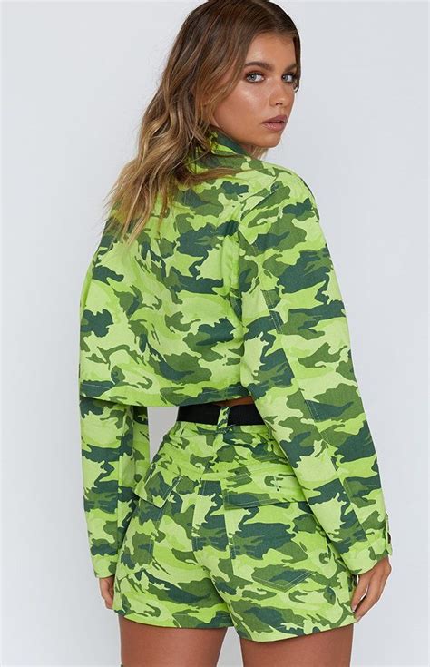 Strike Out Cropped Jacket Lime Green Camo | Camoflauge outfits, Clothes ...