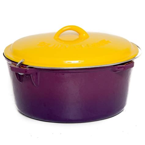 Cajun Classic 12-Quart Enamel Cast Iron Dutch Oven - Purple & Gold ...