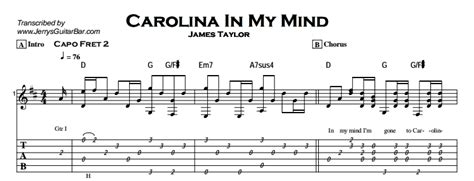 James Taylor - Carolina In My Mind | Guitar Lesson, Tab & Chords | JGB