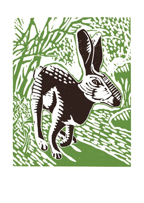 The Black Hare A3 Poster Print from a Linocut - Etsy