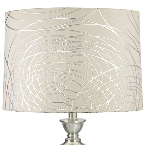 Springcrest Off-White with Silver Circles Medium Drum Lamp Shade 15" Top x 16" Bottom x 11" High ...