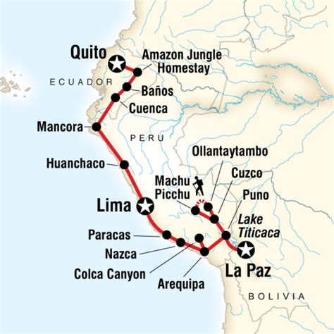 Map of the route for Quito to La Paz Adventure | Backpacking south america, South america ...