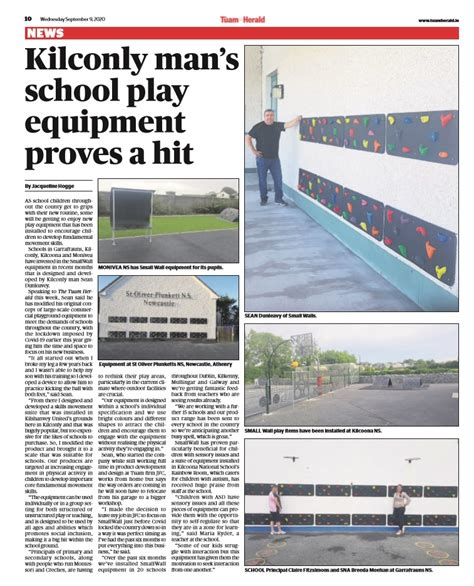 SmallWall Feature In Local Newspaper Tuam Herald - SmallWall School Products