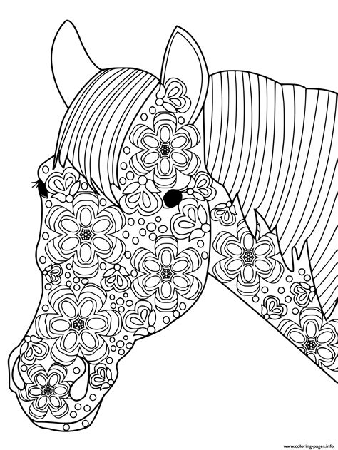 Head Horse For Adults Anti Stress Coloring page Printable