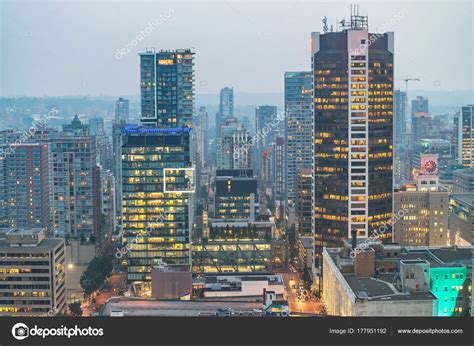 Vancouver by night. Aerial city buildings — Stock Photo © jovannig ...