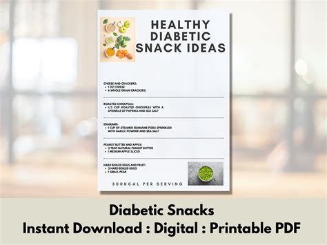 Healthy Diabetic Snack Ideas Printable PDF, Nutrient Dense Snacks, Easy to Prepare, Instant ...