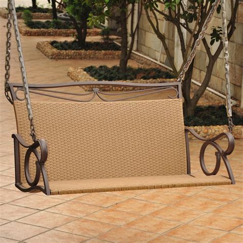 Wicker Hanging Loveseat Patio Swing - 4100-DBL