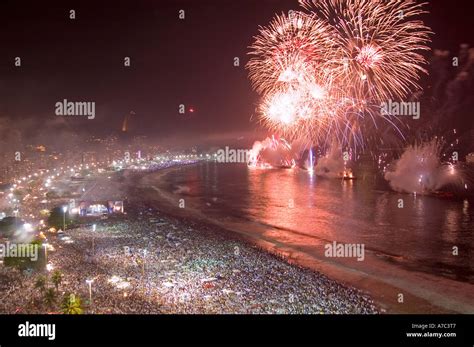 New Year's Eve fireworks display, Copacabana Beach, Rio de Janeiro ...